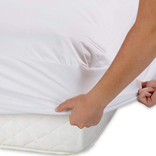 ADP Home - Protector de colchón Tejido Punto Algodón Natural Impermeable y Absorbente con Base de Poliuretano, Tacto Extra Suave y Transpirable - Medidas Completas (Cama de 90)