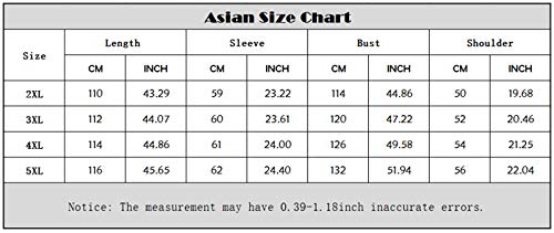 AIEOE - Albornoz Larga para Hombre con Mangas Largas Batas de Tallas Grandes Camisón Clásica de Casa de Talla Extra -40