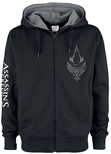 Assassin's Creed Valhalla - Raven & Symbol Hombre Capucha con Cremallera Negro/Gris M