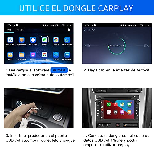 AWESAFE Carplay / Android Auto Dongle USB Cableado para Radio de Coche Android, Instale la aplicación Autokit en el automóvil, Compatible para iOS13, Mirror Link, Color Blanco