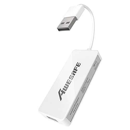 AWESAFE Carplay / Android Auto Dongle USB Cableado para Radio de Coche Android, Instale la aplicación Autokit en el automóvil, Compatible para iOS13, Mirror Link, Color Blanco