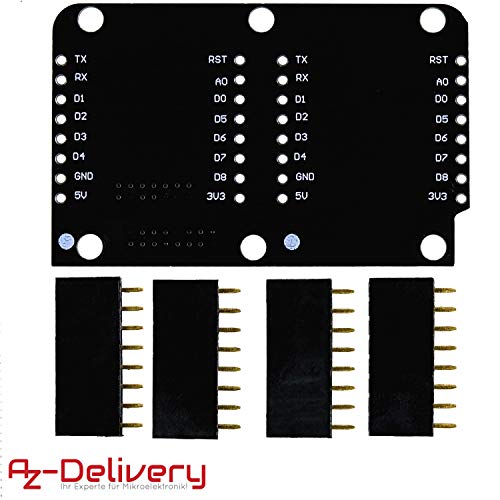 AZDelivery 3X Dual Base Shield PCB Board Placa Base Doble para D1 Mini NodeMCU ESP8266 con E-Book Incluido!