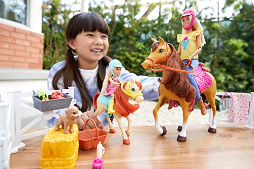 Barbie - Muñecas Barbie y Chelsea con caballos y accesorios, regalo para niñas y niños 3-9 años (Mattel FXH15), Embalaje estándar