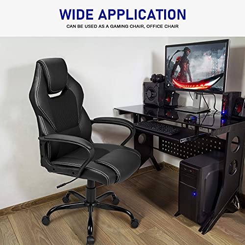 BASETBL Silla de Oficina, Silla de Escritorio Ergonómica con Altura Ajustable, Sillón Oficina con Respaldo Alto Reclinable, Silla de Computadora Cuero Ejecutiva con Soporte Lumbar, Carga 150kg