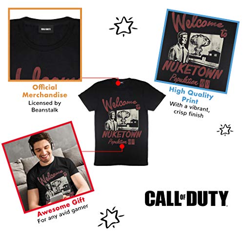Call of Duty Guerra Fría Zombies Bienvenido a Nuketown Camiseta para Hombre Negro L | Interruptor Jugador Xbox PS4 PS5, Idea del Regalo de cumpleaños para los individuos, para el hogar o la Gimnasia