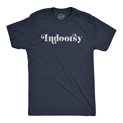 Crazy Dog Tshirts - Mens Indoorsy Tshirt Funny Introvert Social Distancing Novelty Virus tee (Heather Navy) - S - Camiseta Divertidas