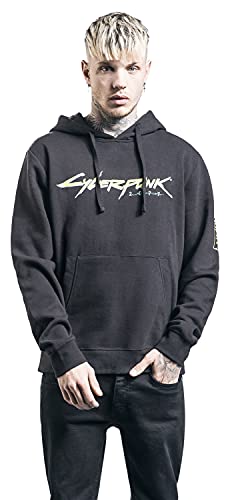 Cyberpunk 2077 Logo Hombre Sudadera con Capucha Negro S, 65% algodón, 35% poliéster, Regular