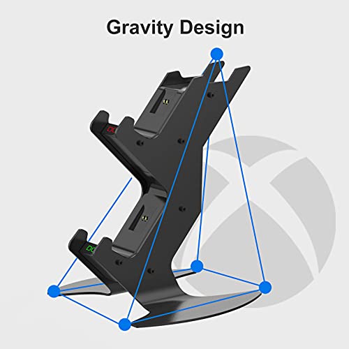 DOYO Soporte de vertical para Mando Xbox Series X / S es recargable, base de carga dual de alta velocidad estación de carga de controlador Soporte para auriculares Cargador con 2 Recargable Batería