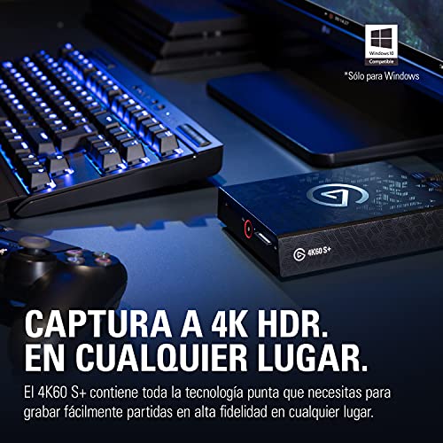 Elgato 4K60 S+, capturadora externa, graba a 4K60 HDR10 con latencia ultrabaja en el PC o en una tarjeta SD con PS5/PS4, Xbox Series X/S, Xbox One X/S, en OBS y otro software de directo, para Windows