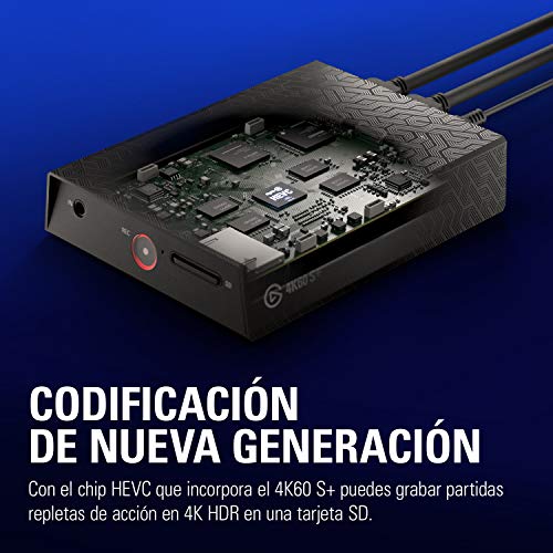 Elgato 4K60 S+, capturadora externa, graba a 4K60 HDR10 con latencia ultrabaja en el PC o en una tarjeta SD con PS5/PS4, Xbox Series X/S, Xbox One X/S, en OBS y otro software de directo, para Windows