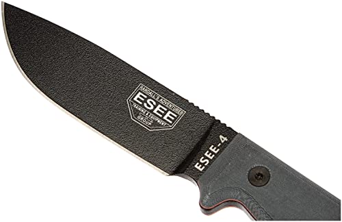 ESEE ES4PKO Cuchillo a Lama Fissa,Unisex - Adulto, Negro, un tamaño