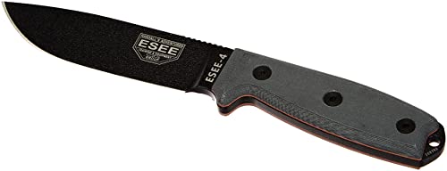 ESEE ES4PKO Cuchillo a Lama Fissa,Unisex - Adulto, Negro, un tamaño