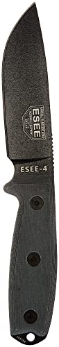 ESEE ES4PKO Cuchillo a Lama Fissa,Unisex - Adulto, Negro, un tamaño