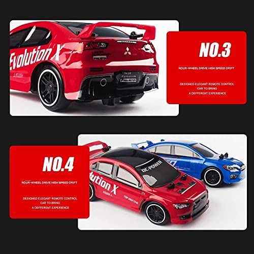 EVO-X Model Car 18.5cm Mini 2.4Ghz Electric Rc Car 4×4 Flat Running Drift Rally Racing Buggy 4WD Rc Vehículo de juguete Coche para niños adultos (rojo)