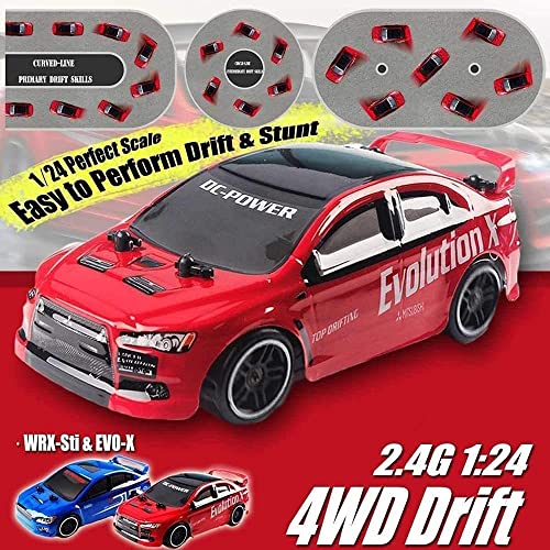 EVO-X Model Car 18.5cm Mini Remote Control Car 2.4Ghz Electric RC Car 4×4 Flat Running Drift Rally Racing Buggy 4WD RC Vehicle Toy Car for Adult Kids (Blue)