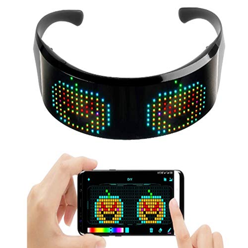 FAMKIT Gafas LED para requisitos particulares Mensajes Gafas LED con modo de música Ilumina Gafas para fiestas de discoteca Raves