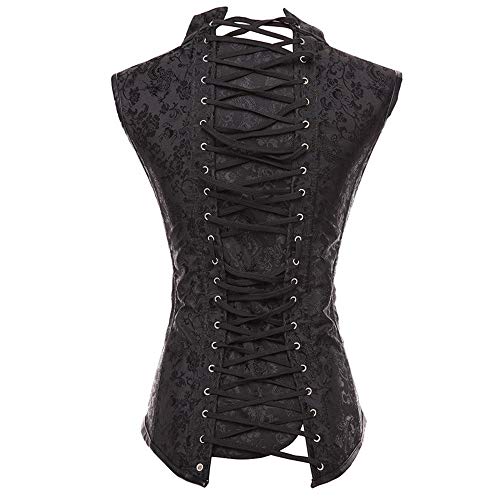 FGDFGDFEEGVD Corset 12 Steel Bone Court Fiesta de corsé Fiesta de Disfraces Disfraz de Steam Punk Rock Vientre Apretado con Hebilla Overbust Bustier Vest Top