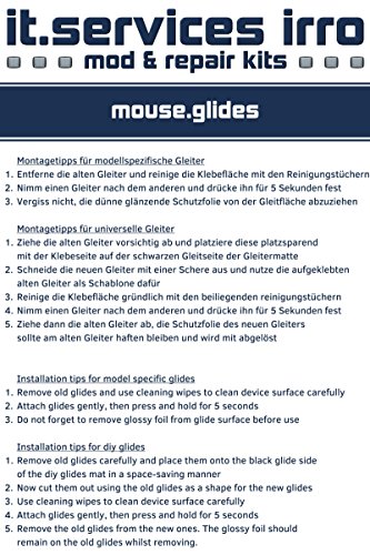 IT-Services Irro Juego de 2 pies deslizantes para ratón IntelliMouse Explorer/IE 3.0/Zowie IO1.1 ZG/G-Wolves Skoll/HATI, incluye 2 almohadillas de limpieza