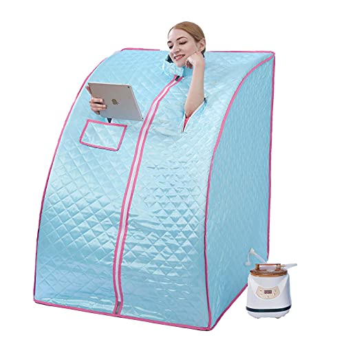 KOVFBRO Tienda de sauna Sauna portátil en casa Sauna Sauna de vapor residencial personal 220V 2.8L 1500W (1,5 años de garantía) Azul