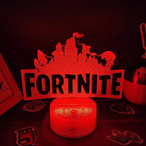 Lámpara de ilusión 3D Tps Game Fortniteds Usb Regalos de cumpleaños para amigos Cama Sala de juegos Decoración de la marca de la mesa-Grieta blanca _7_Color_No_Remote