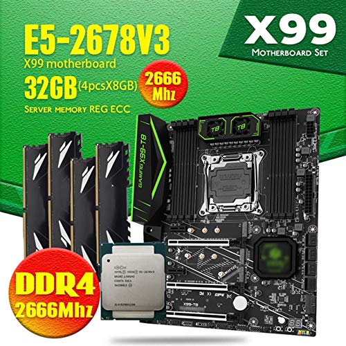 LBWNB Tarjeta Madre Fit For HUANANZHI Intel Xeon E5 2678 V3 X99 F8 Placa Base DDR4 LGA2011-3 Y LGA 2011 32GB = 8 GB * 4pcs 2666MHz Placa Madre del Ordenador Placa Base para Juegos