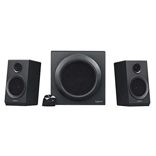 Logitech Z333 2.1 Sistema de Altavoces con Subwoofer, Sonido Impactante, 80 Vatios de Pico, Graves Potentes, Entradas de 3.5 mm/RCA, Enchufe UK, PC/PS4/Xbox/TV/Móvil/Tablet, Negro