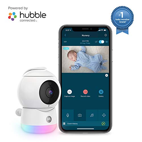 Motorola Peekaboo - Cámara de Video para Bebés Full HD WiFi con Luz Nocturna - Temperatura, Panorámica, Escaneo, Zoom, Inclinación, Conversación de 2 Vías, Nanas - Storage Local y Cloud - Blanco