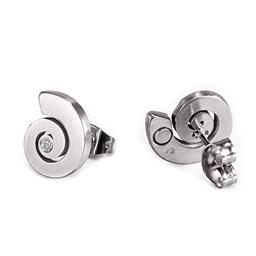 Pendientes magnéticos clásicos Pley con forma de caracol discretos con cristales de Swarovski, acero inoxidable médico, hipoalergénicos, 4you 1247 P