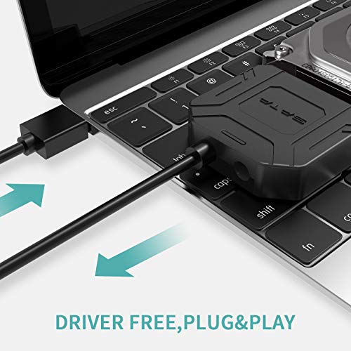 POSUGEAR Cable USB 3.0 a SATA I/II/III para SSD HDD de 2.5/3.5 Pulgadas, Soporta UASP Adaptador de Disco Duro, con Adaptador de Corriente Externo 12V 2A