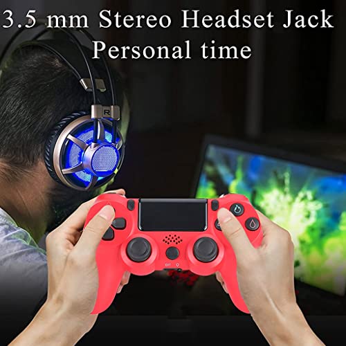 PS4 Controlador Inalámbrico para Playstation 4 Pro Slim 6 Axis Gyro Sensor Bluetooth Mando Game Mandos con Dual Vibración Audio Touch Panel (Color : Red)