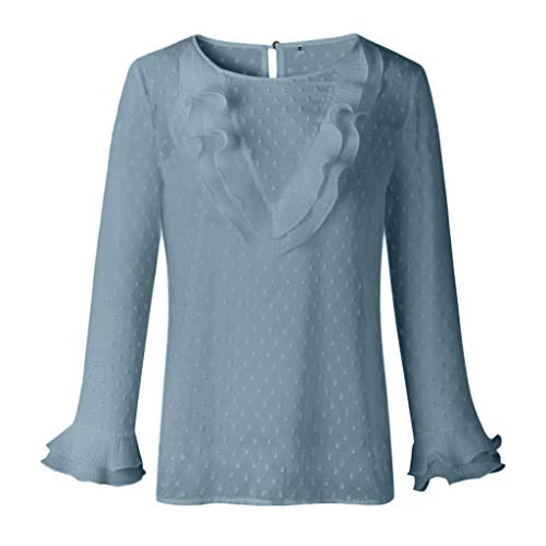 SHOBDW Camisas y Blusas Mujer Floja para Mujer Camiseta Tops con Capucha Camisetas Mujer Manga Larga 2020 Otoñal del Invierno (L, W-Azul)