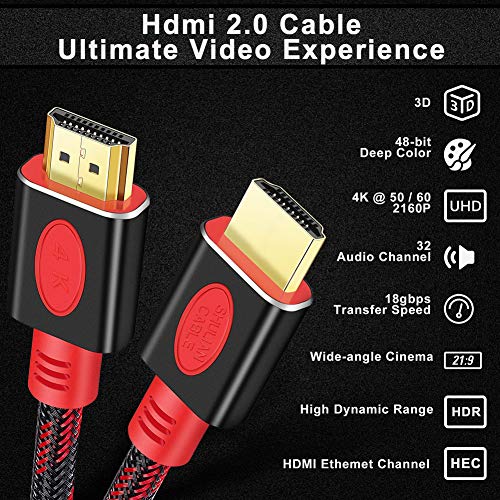 SHULIANCABLE Cable HDMI 4K, HDMI 2.0 Alta Velocidad con Ethernet 4K 18Gbps, 3D, 1080p, Compatible con TV, Xbox, HDR, ARC, PS4, BLU-Ray (2M)