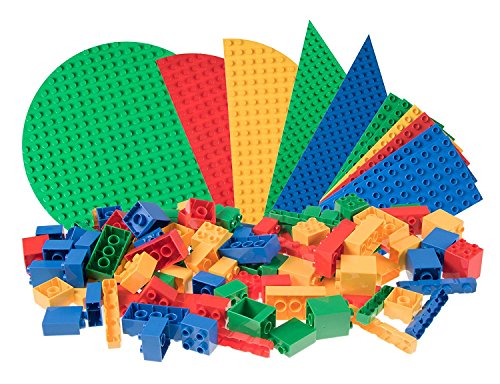 Strictly Briks - Set de Construir para Principiantes - 119 Ladrillos Big Briks y Pack de Bases - Compatible con Todas Las Grandes Marcas - Tacos Grandes - Azul, Verde, Amarillo, Rojo