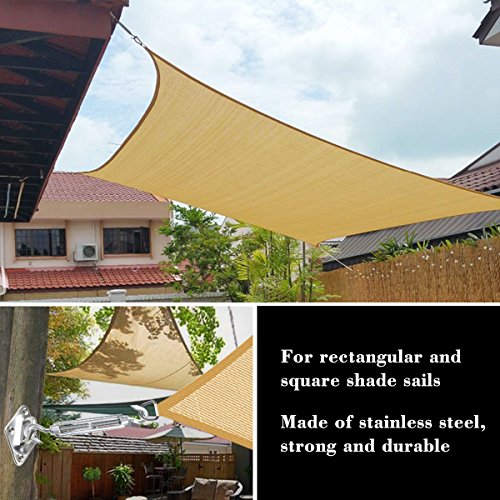 TedGem Kit de Fijación para Vela de Jardín, Kit de Montaje para Toldo,Kit de Fijación de Vela de Sombra,Heavy Duty Sun Shade Sail Hardware Kit para Triángulo,Cuadrado,Rectángulo,Accesorios de