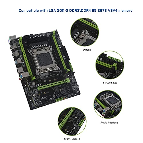 WANMEI X99 Intel Motherboard LGA 2011-3 NVME M.2 ranura compatible con 4 canales memoria DDR4 compatible con CPU ECC XEON E5 2678 V3 V4