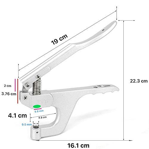 WedDecor 12.5mm Botones a Presión Troqueles Set para Zyt Alicates, Cierres, Fijación y Cierre Ropa,Reparación,Recambio,Trabajo Trabajo - Plateado, Plier + 12.5mm Press Studs Fixing Dies