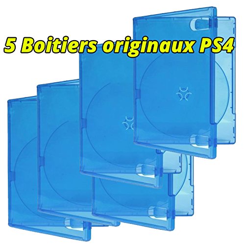 5 BOITIERS VIDES PS4 - BLEU TRANSPARENT