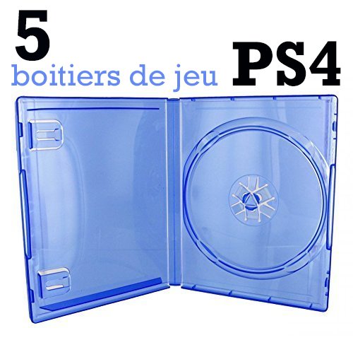 5 BOITIERS VIDES PS4 - BLEU TRANSPARENT