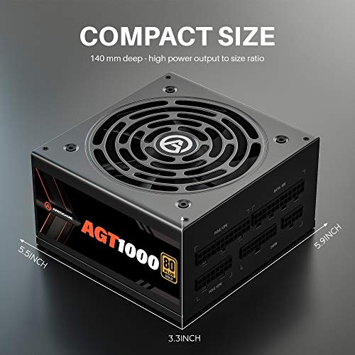 ARESGAME AGT1000 1000W Totalmente Modular 80+, Oro Certificado PC Poder Suministro