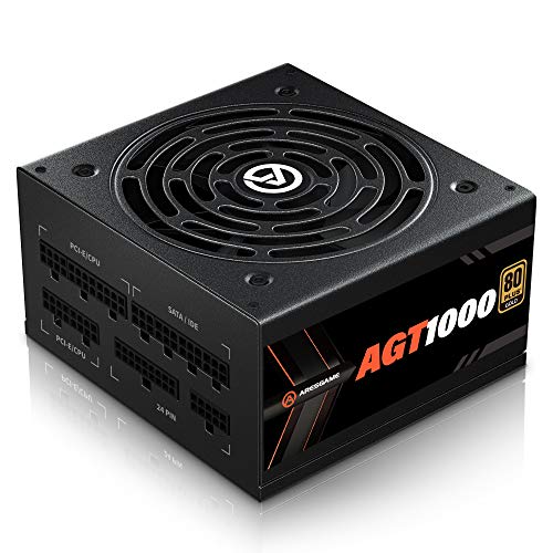 ARESGAME AGT1000 1000W Totalmente Modular 80+, Oro Certificado PC Poder Suministro