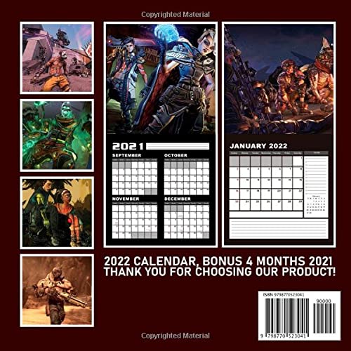 Borderlands Legendary Calendar 2022: January 2022 - December 2022 OFFICIAL Squared Monthly Calendar, 12 Months | BONUS 4 Months 2021