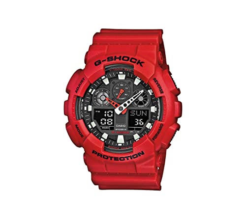 Casio G-SHOCK Reloj Analógico-Digital, 20 BAR, Rojo, para Hombre, GA-100B-4AER