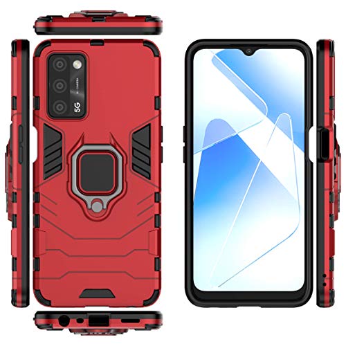 Dedux Funda para OPPO A16 / A54s / A16s, Caída Militar [Funciona con El Montaje De Coche Magnético] PC Duro TPU Case Carcasa. Rojo