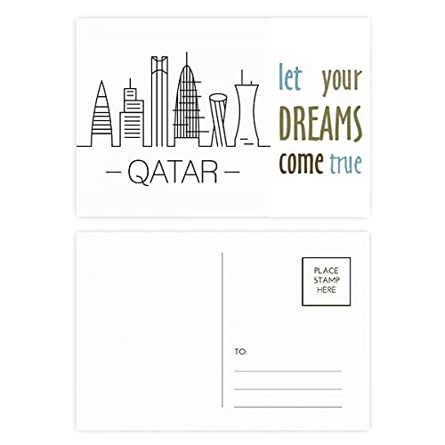 Drawing City Qatar Landmark Dream Come True Postal Set Gracias Card Mailing Side 20pcs