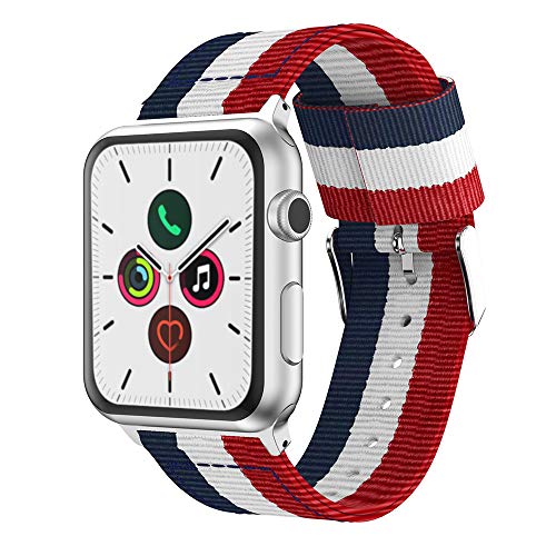 ESTUYOYA - Pulsera de Nailon Compatible con Apple Watch Series 7/6 / 5/4 / 3/2 / 1 / SE Colores Bandera de Francia Ajustable Estilo Deportiva Casual Elegante