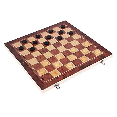 FINE MEN Wyx-ajte, 1set Chess Backgammon Damas 3 en 1 Juego de ajedrez de Madera Juego de ajedrez de Viaje Juego de ajedrez de Madera y Piezas de ajedrez de Madera para Paly para un Regalo