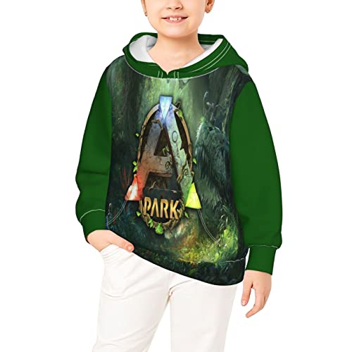 FXLETAZ Ark Survival Evolved Niños Niños Sudaderas con Capucha Impresión 3D Diseño Fresco Sudadera con Capucha de Lana con Bolsillo Casual 6 años Negro