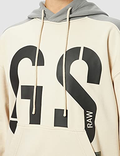 G-STAR RAW 89 Logo Block Hooded Sudadera con Capucha, Beige/Caqui (Whitebait A613-1603), XL para Hombre