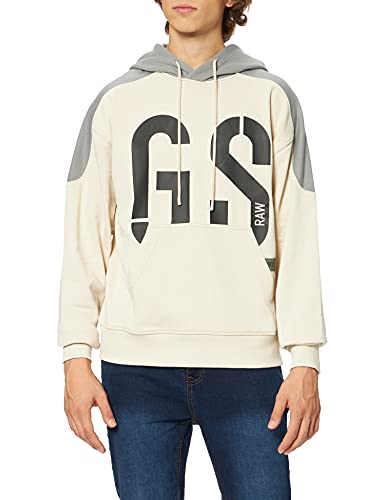 G-STAR RAW 89 Logo Block Hooded Sudadera con Capucha, Beige/Caqui (Whitebait A613-1603), XL para Hombre