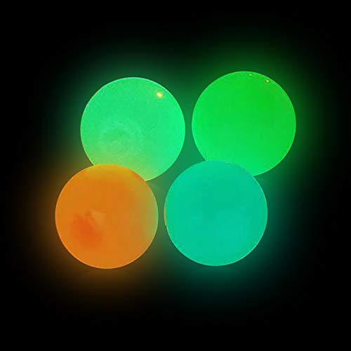 Gaowen 4PC Bola Luminosa Bola de Techo Luminosa Bola de descompresión Bola de Pared pegajosa Juguete de descompresión Bola de Destino pegajosa- Puede Brillar en la Oscuridad Juguetes Antiestrés 45mm